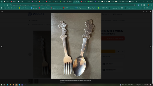 Vintage Disney Minnie Mouse & Mickey Mouse Spoon Fork Set Stainless